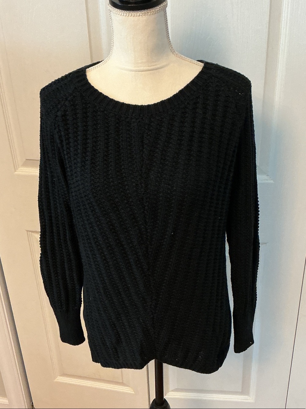 ruby moon Black Textured Crew Neck Sweater
